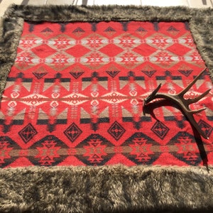 Vintage Pendleton Wool and synthetic fur 69X70” throw/blanket by Tasha Polizzi