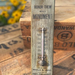 Vintage Cemetery Monument Thermometer: New Hartford, NY Advertisement