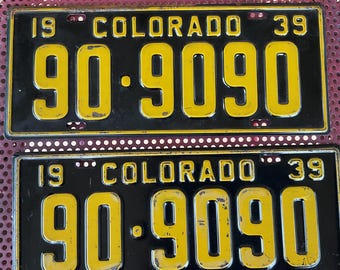 PAIR 1939 Colorado license plates