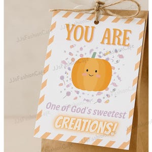 Höst Halloween Söndagsskola Klassrum Kyrka Kristen Religiös Gåva Favor Godis Godis Etikett 2 1/2”x3” Pumpa Söt Digital Nedladdning