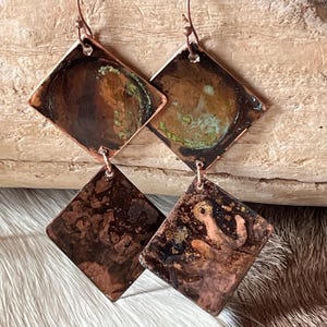 Orecchini BoHo in rame fatti a mano con patina unica