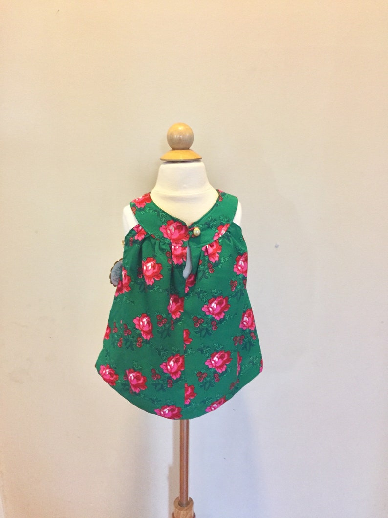 Green /& Pink Polish Floral Sleeveless Dress Infant Girl
