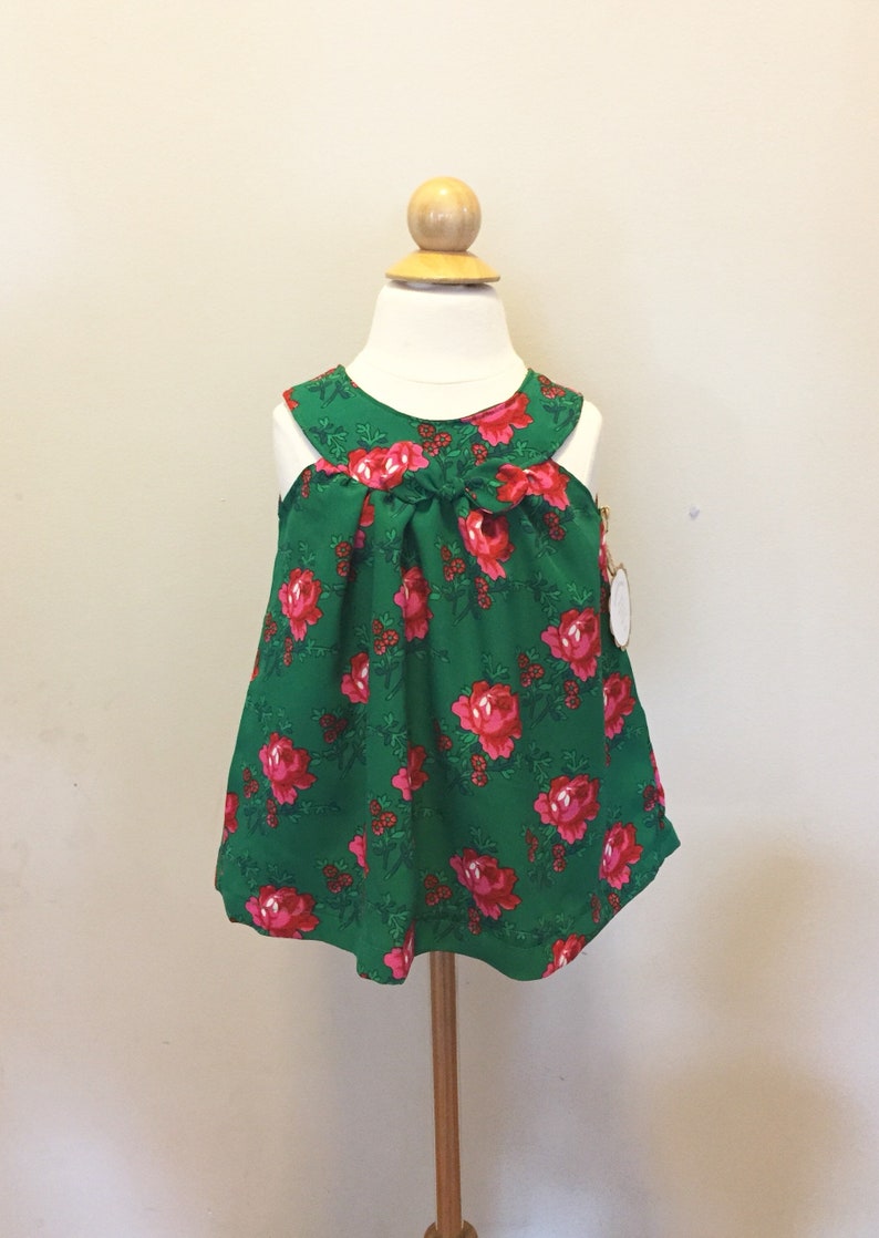 Green /& Pink Polish Floral Sleeveless Dress Infant Girl