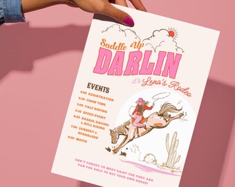 Cowgirl Birthday Party Poster: Rodeo Theme (Editable Digital Download)