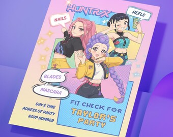 Huntrix Fit Check Invitation: K-Pop Demon Hunters Birthday (Digital Download)