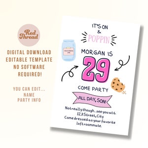 New Girl 29th Birthday Invitation | Digital Download | Editable Template | Canva | Schmidt | Twenty-Nine | Jessica Day | Funny