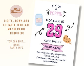 New Girl 29th Birthday Invitation: Funny Schmidt Theme (Digital Download)