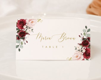 Watercolour Black & Yellow Floral Header Wedding Table Seating Name Place Cards
