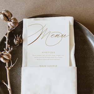 Script Menu Template, Gold Menu. Menu Template, Menu Wedding, Menu Cards, Menu Cards Template, Menu Wedding, 100% Editable, Catherine