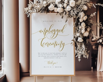Unplugged Ceremony Sign, Unplugged Wedding Sign, Unplugged Ceremony Sign Template, Unplugged Wedding, Unplugged Sign, Corjl, Stephanie