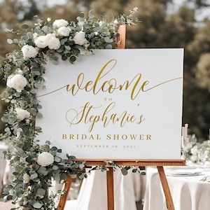 Gold Bridal Shower Sign, Bridal Shower Welcome Sign, Shower Sign Template, Welcome Sign Template, Bridal Shower Baby Shower Sign, Stephanie