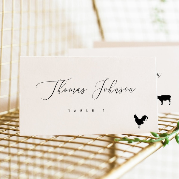 Place Cards With Meal Choice, Table Place Cards With Meal Icon, Place Cards Wedding, Wedding Placecards, Place Card Template, Charlotte