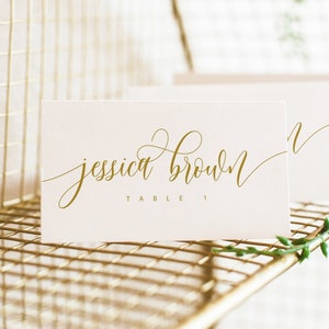 Gold Wedding Place Cards, Place Cards Wedding, Table Place Cards, Place Card Template, Table Name Cards, Minimalist Place Card, Stephanie