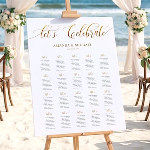 Let's Celebrate Seating Chart, Wedding Seating Chart Template, Gold Seating Chart Sign, Seating Plan, Seating Chart Printable, Stephanie
