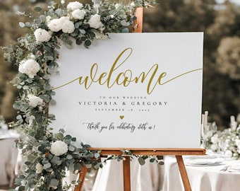 Script Welcome Sign, Wedding Welcome Sign, Welcome Sign Wedding, Welcome Sign Printable, Welcome Sign Template, Gold Welcome Sign, Stephanie