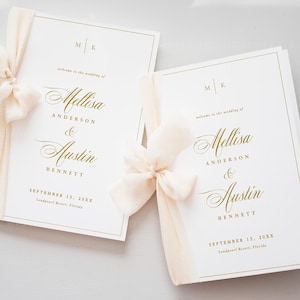 Classic wedding program folded, Wedding Program template, Editable Program, Program Printable, Ceremony programs, Order of Service, Grace