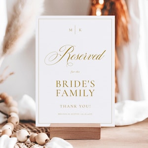 Classic Wedding Reserved sign, Reserved sign Template, Reserved for Family Sign, Reserved Signs For Wedding Tables, DIY Wedding, Grace