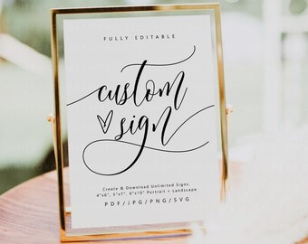 Custom Wedding Sign Template, Custom Wedding sign, Calligraphy Custom Sign, Custom Wedding Sign, Custom Sign Wedding, Corjl, Stephanie