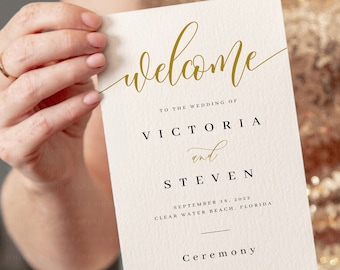 Wedding Program, Program Wedding, Program Template, Program For Wedding, Ceremony Program, Program Printable, Fully Editable, Stephanie