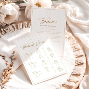 Classic Wedding Itinerary, Wedding Weekend Itinerary, Itinerary Template, Wedding Events Timeline Printable, Wedding Welcome Bag Note, Grace