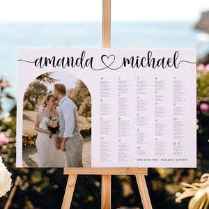 Photo Seating Chart, Seating Chart Template, Seating Chart Sign, Seating Chart Wedding, Alphabetical Seating Chart, Boho Seating Chart, Leah