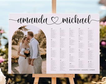Photo Seating Chart, Seating Chart Template, Seating Chart Sign, Seating Chart Wedding, Alphabetical Seating Chart, Boho Seating Chart, Leah
