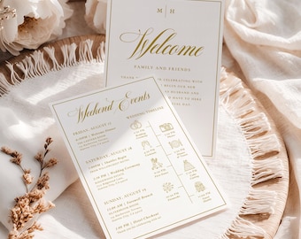 Classic Wedding Itinerary Template, Elegant Editable Itinerary Timeline, Canva, Grace