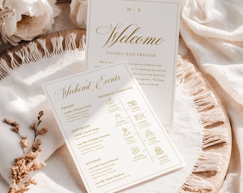 Classic Wedding Itinerary Template, Elegant Editable Itinerary Timeline, Corjl Template, Grace
