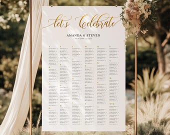 Let's Celebrate Seating Chart, Seating Chart Wedding, Alphabetical Seating Chart Template, Seating Chart Sign, Seating Plan, Stephanie