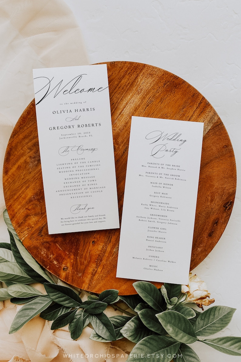 Script Wedding Program Template, Ceremony Program, Program Printable, Wedding Program Template Download, Program Template, Catherine image 3