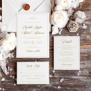 Classic wedding invitation set, gold wedding invitation suite, wedding invitation template, chic wedding invitation printable, grace