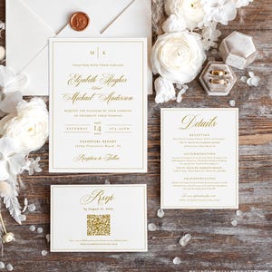 Classic wedding invitation set, gold wedding invitation suite, wedding invitation template, chic wedding invitation printable, grace