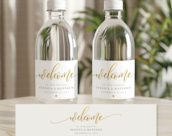 Wedding Water Bottle Label Template, Welcome Water Bottle Label, Wedding Water Bottle Labels, Gold, Rose gold, Silver color Label, Stephanie