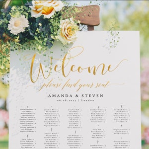 Alphabetical Seating Chart, Gold Seating Chart, Seating Chart Sign, Seating Chart Wedding, Seating Chart Template, Seating Plan, Audrey