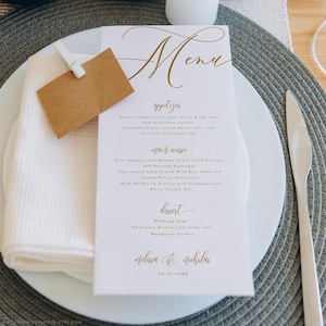 Gold Wedding Menu, Menu Template, Menu Printable, Dinner Menu, Menu Cards, Menu Printable, Menu Wedding, Menu Template Download, Evelyn
