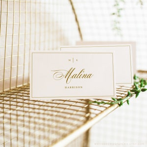 Classic Place Card, Place Card Template, Gold Place Card, Printable ...