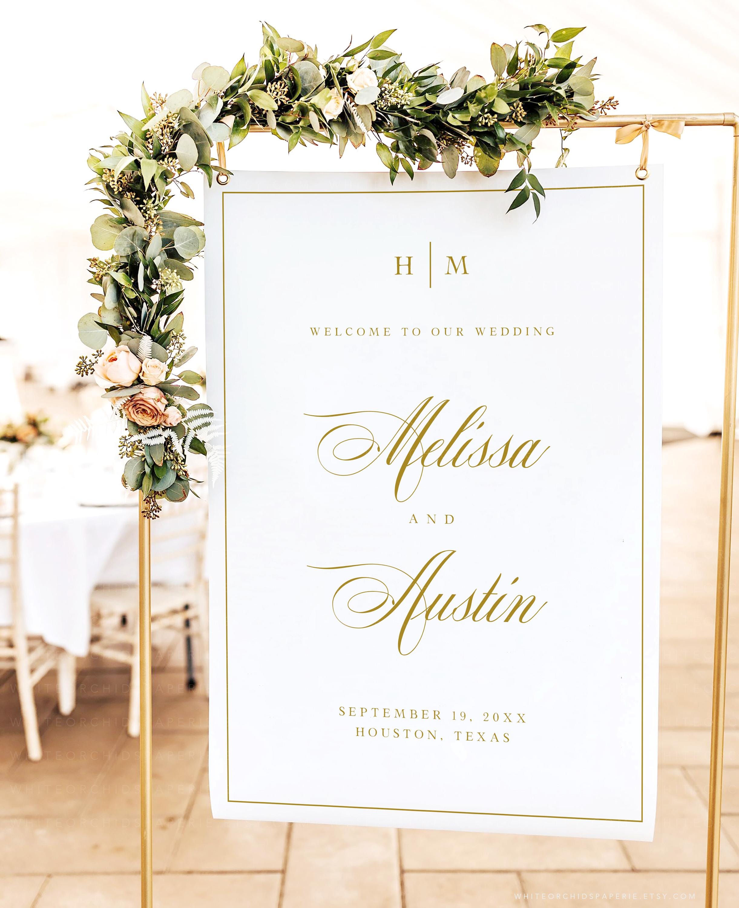 Classic Wedding Welcome Sign, Gold Welcome Sign, Welcome Sign Template, Welcome Sign Printable,  Editable Welcome Sign, DIY Sign, Grace