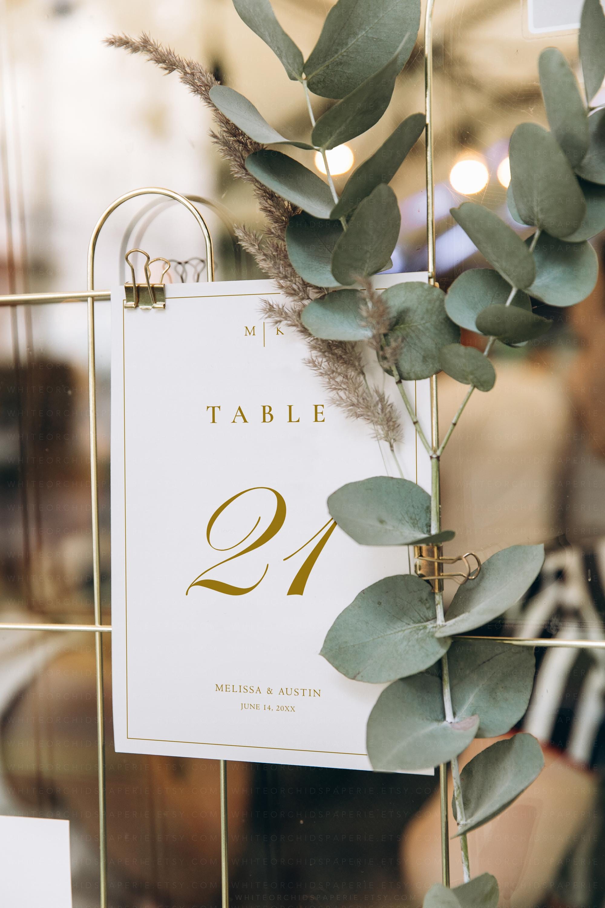 Classic Table Numbers, Gold Table Numbers, Table Numbers Wedding, Numbers Template, Wedding Table Numbers, DIY Table Numbers, Grace