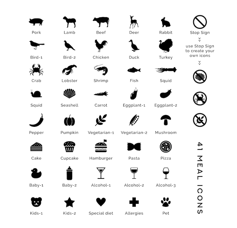 Wedding Place Card With Meal Choice Place Card Template Etsy