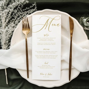 Gold Wedding Menu, Menu Template, Menu Printable, Dinner Menu, Menu ...