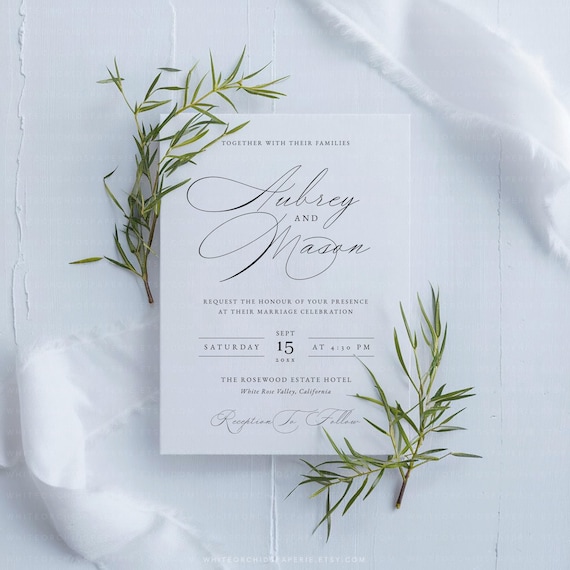Script Wedding Invitation, Wedding Invitation Template, Wedding Invitation Suite, Wedding Invitation Set, Wedding Invites, Catherine