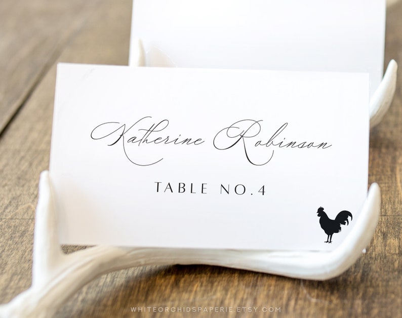 Wedding Place Card With Meal Choice Place Card Template Etsy