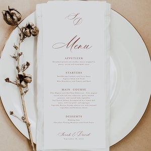 Colorable Wedding Menu, Classic Wedding Menu, Wedding Menu, Menu ...