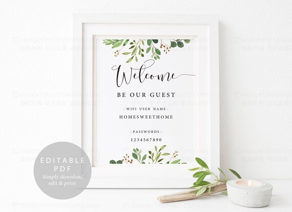 Royabazaar Com Wifi Password Sign Leaf Wreath Be Our Guest Handmade Products Decorations