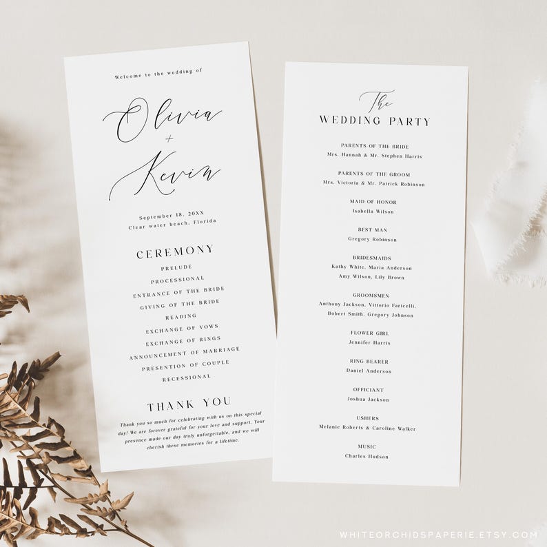 Wedding Program, Program Template, Minimalist Program, Ceremony Program, Program Printable, Program Template Wedding, Cynthia image 4