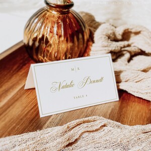 Classic Place Card, Place Card Template, Gold Place Card, Printable ...