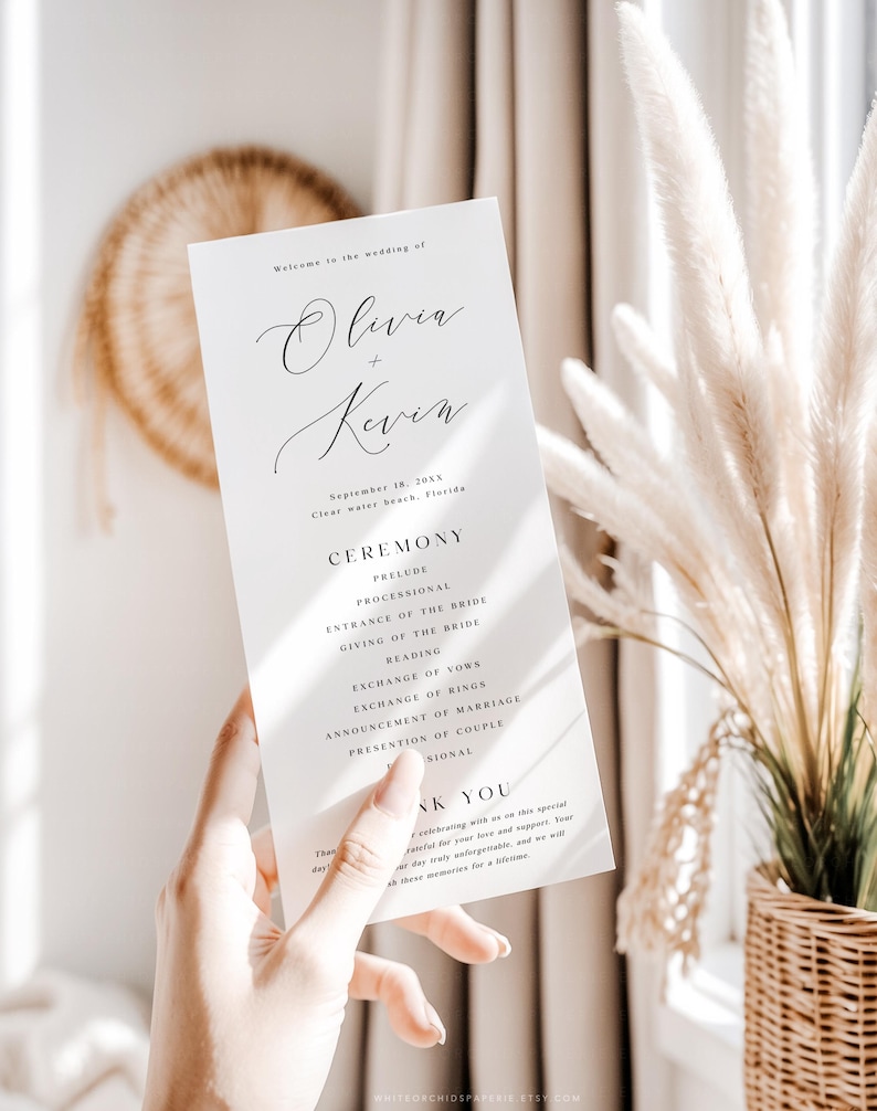 Wedding Program, Program Template, Minimalist Program, Ceremony Program, Program Printable, Program Template Wedding, Cynthia image 6