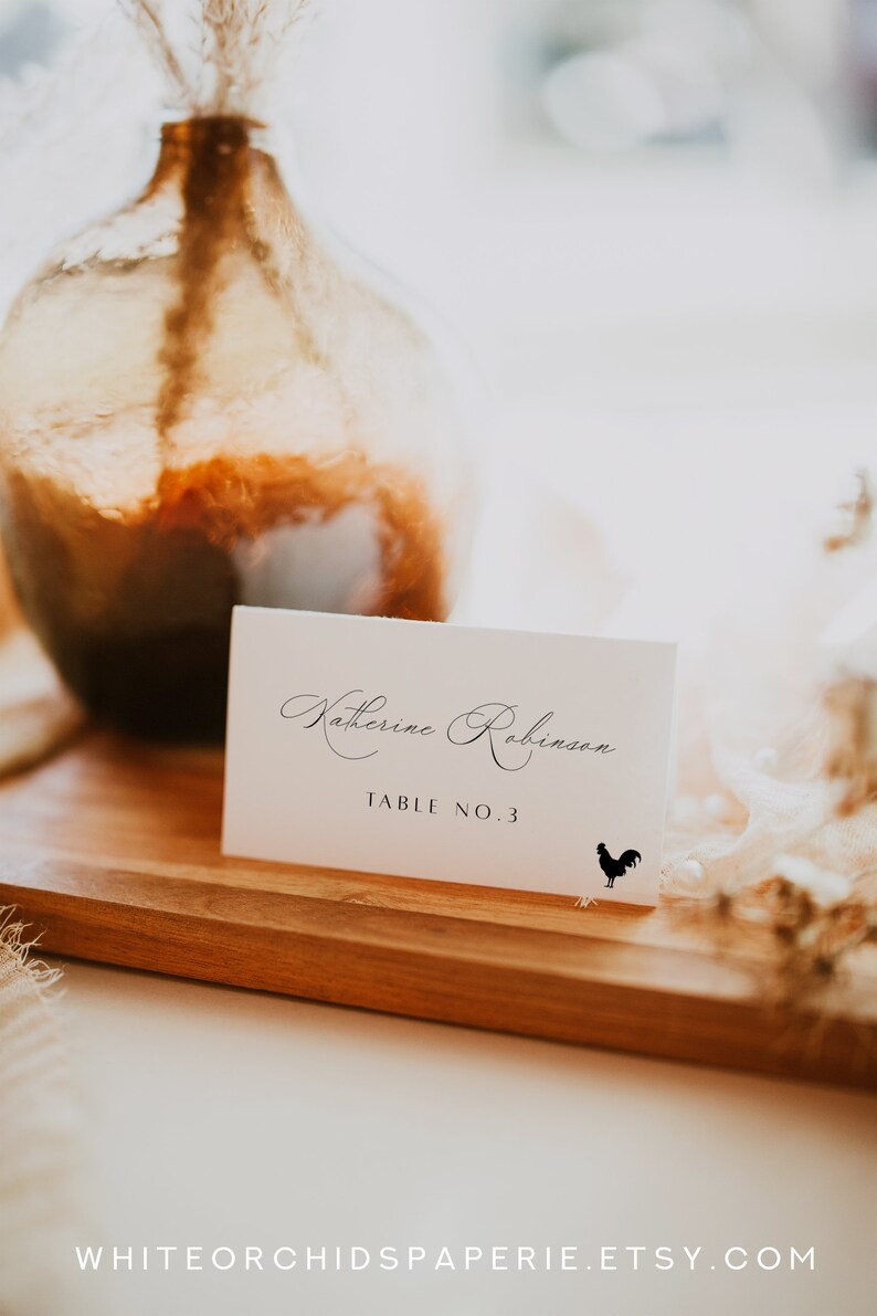 Wedding Place Card With Meal Choice Place Card Template Etsy