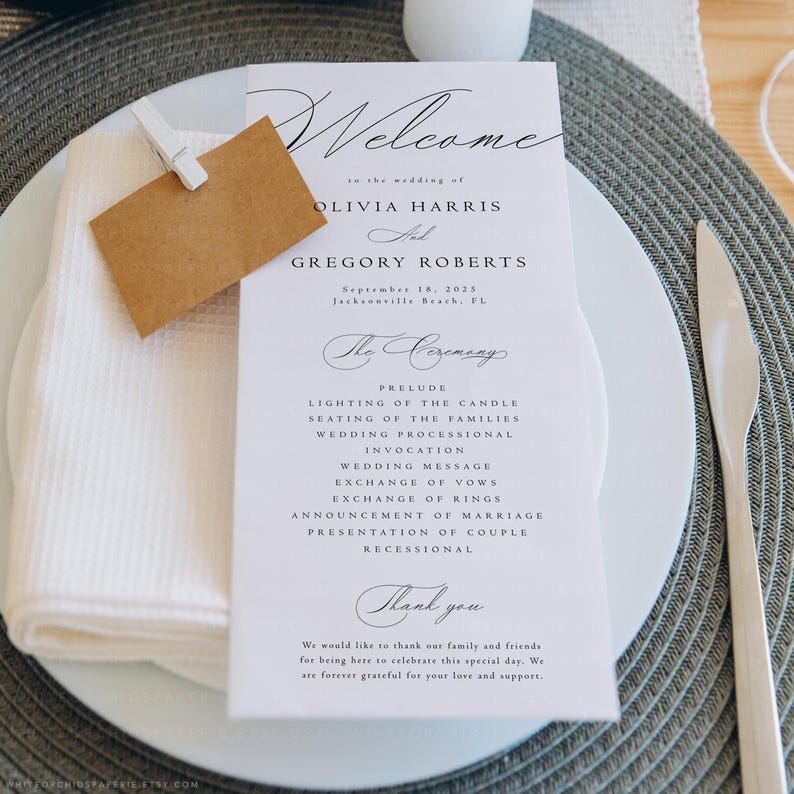 Script Wedding Program Template, Ceremony Program, Program Printable, Wedding Program Template Download, Program Template, Catherine image 6