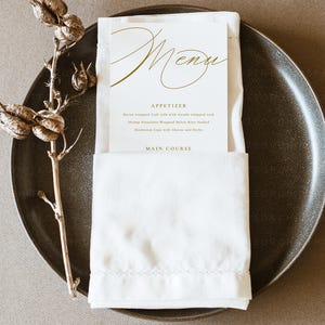 Script Menu Template, Gold Menu. Menu Template, Menu Wedding, Menu Cards, Menu Cards Template, Menu Wedding, 100% Editable, Catherine